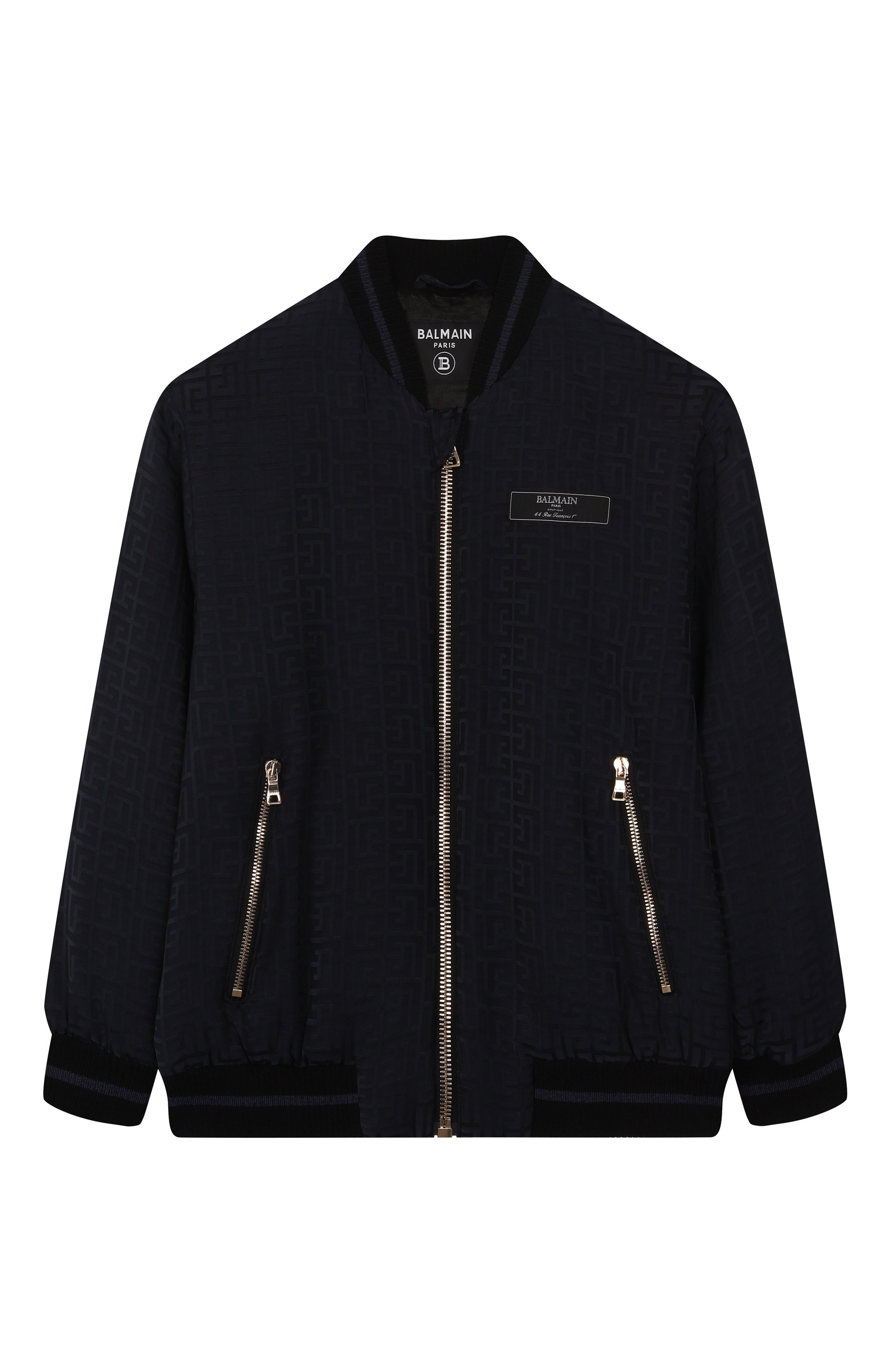 Бомбер из вискозы BALMAIN темно-синего цвета по цене 99500 руб., арт. BW2P87, фото 1 Бомбер из вискозы BALMAIN, арт. BW2P87, фото 1