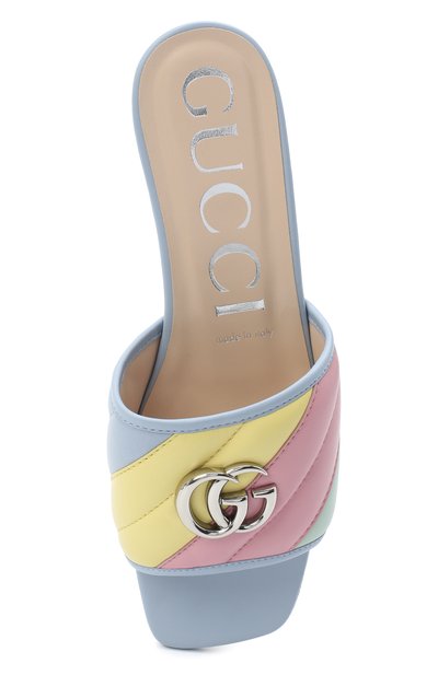 Кожаные шлепанцы jolie GUCCI голубого цвета по цене 45550 руб., арт. 629934/0CGB0, фото 5 Кожаные шлепанцы jolie GUCCI, арт. 629934/0CGB0, фото 5