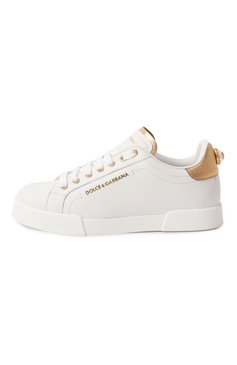 Женские кожаные кеды portofino DOLCE & GABBANA белого цвета, арт. CK1602/AN298 | Фото 4 (Материал внутренний: Натуральная кожа; Подошва: Платформа; Статус проверки: Проверена категория; Материал утеплителя: Без утеплителя; Региональные ограничения белый список (Axapta Mercury): RU; Стили: Кэжуэл; Драгоценные камни: Проставлено; Материал сплава: Проставлено; Материал внешний: Натуральная кожа; Кросс-КТ: Низкие)
