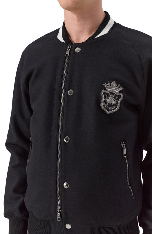 Шерстяной бомбер Dolce & Gabbana G9BIAZ/FU2RC Чёрный  G9BIAZ/FU2RC Фото 5