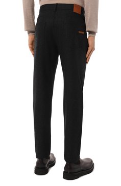 Мужские шерстяные брюки ZEGNA темно-серого цвета, арт. UEL41A8/CITYL | Фото 4 (Драгоценные камни: Проставлено; Длина (брюки, джинсы): Стандартные; Материал внешний: Шерсть; Материал сплава: Проставлено; Случай: Повседневный; Стили: Кэжуэл)