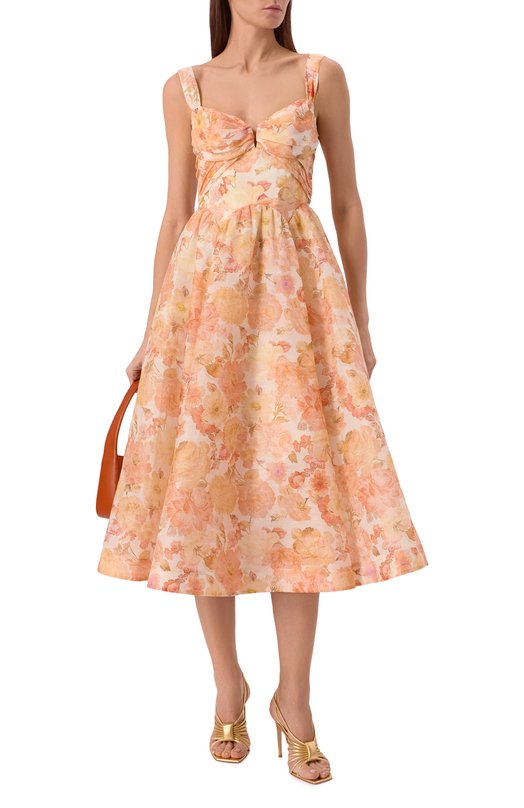 Платье изо льна и шелка Zimmermann 6847DC261 Оранжевый  6847DC261 Фото 2