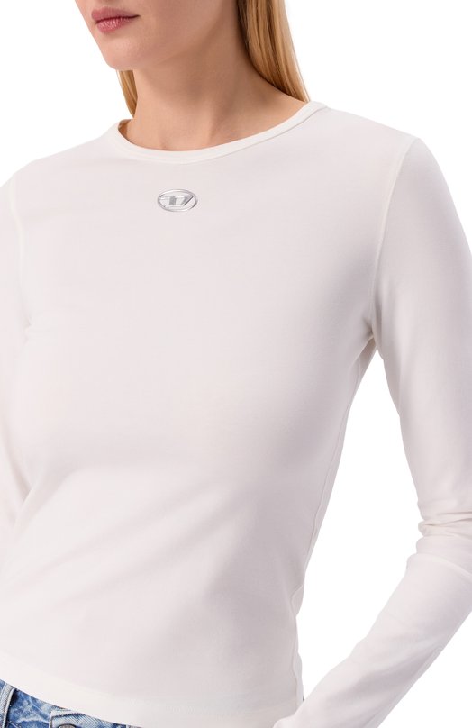 Хлопковый лонгслив Diesel A19916/0AHQH Белый  A19916/0AHQH Фото 5