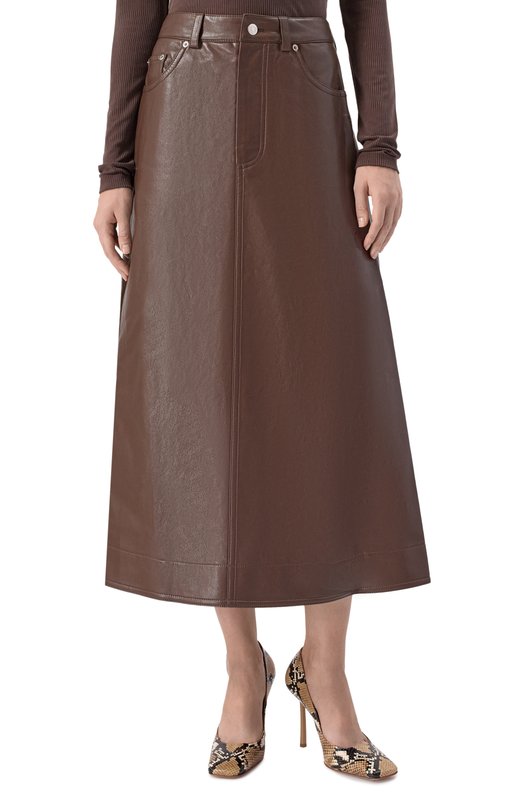 Юбка из экокожи Nanushka CINTIA Коричневый  CINTIA Фото 3