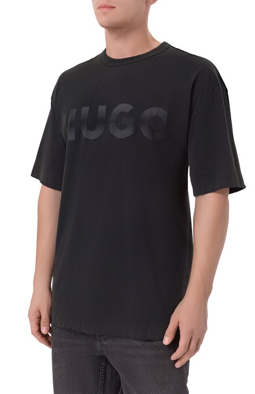 Хлопковая футболка HUGO Blue 50548341 Серый  50548341 Фото 3