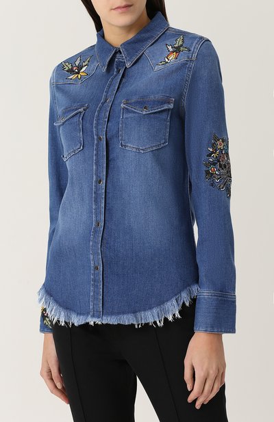 Джинсовая блуза с потертостями и вышивкой ZADIG AND VOLTAIRE, арт. WFCB0501F, фото 3