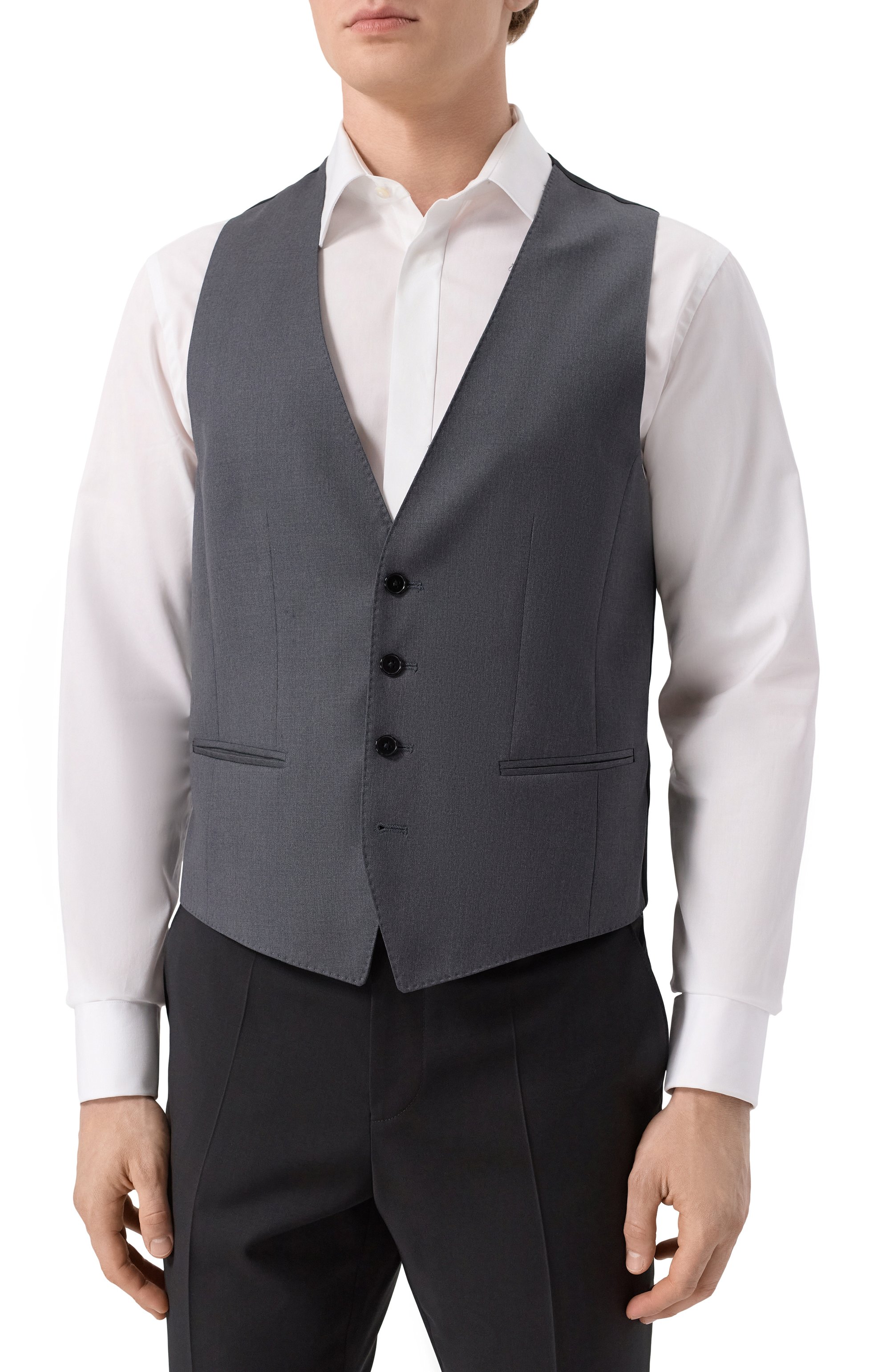 Шерстяной жилет BOSS темно-серого цвета по цене 29950 руб., арт. 50469160, фото 3 Шерстяной жилет BOSS, арт. 50469160, фото 3