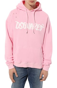 Мужской хлопковое худи DSQUARED2 �розового цвета, арт. S71GU0608/S25140 | Фото 3 (Рукава: Длинные; Длина (для топов): Стандартные; Принт: С принтом; Мужское Кросс-КТ: Худи-одежда; Материал сплава: Проставлено; Материал внешний: Хлопок; Стили: Спорт-шик; Драгоценные камни: Проставлено)