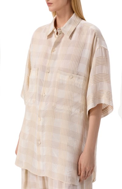 Рубашка из вискозы UMA WANG кремового цвета по цене 92650 руб., арт. UM1527, фото 3 Рубашка из вискозы UMA WANG, арт. UM1527, фото 3