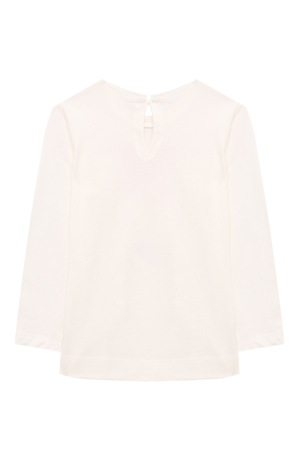 Хлопковый лонгслив MONNALISA молочного цвета по цене 6700 руб., арт. 39D600, фото 2 Хлопковый лонгслив MONNALISA, арт. 39D600, фото 2