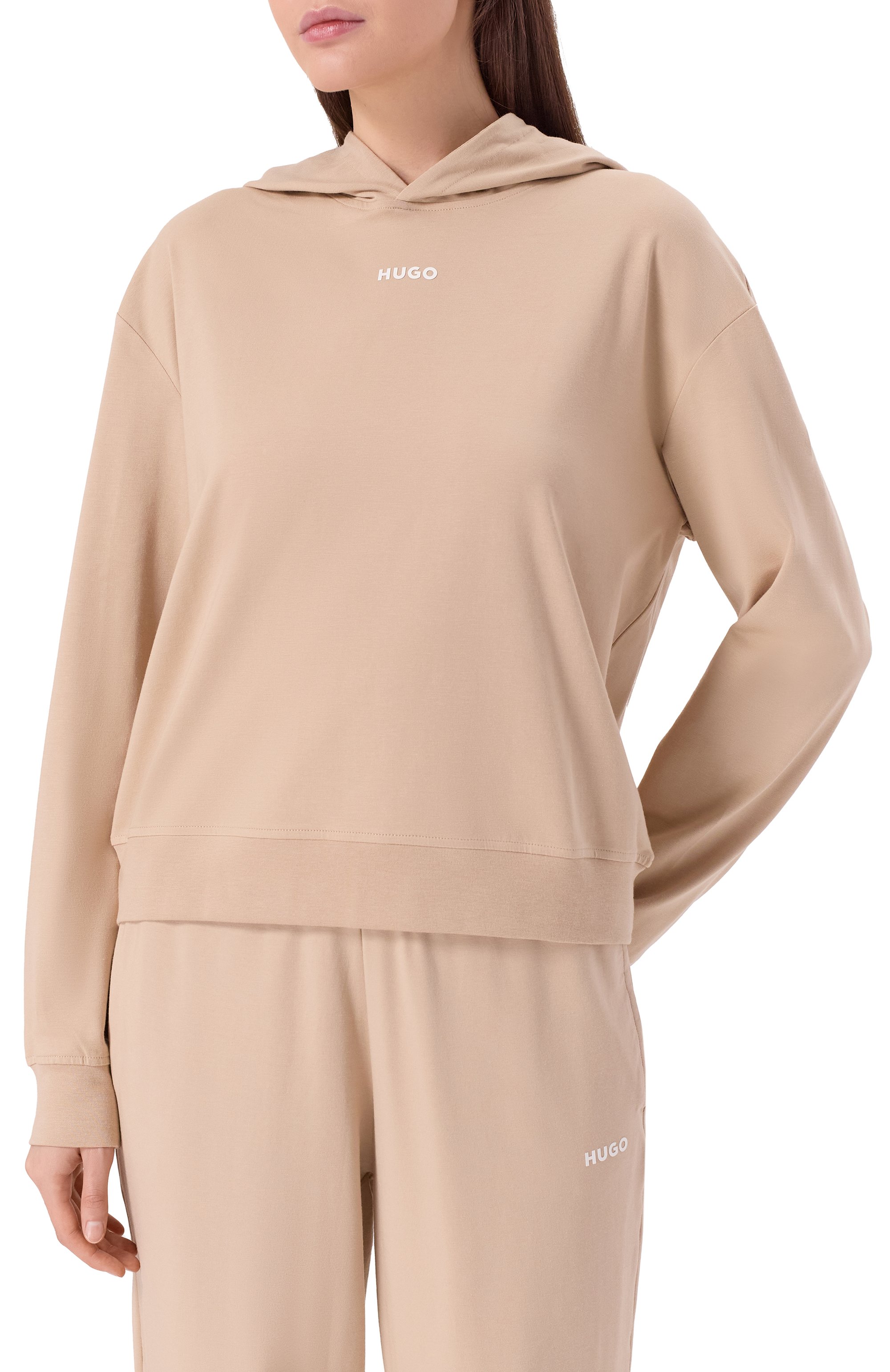 Хлопковое худи HUGO бежевого цвета по цене 9495 руб., арт. 50490594, фото 3 Хлопковое худи HUGO, арт. 50490594, фото 3