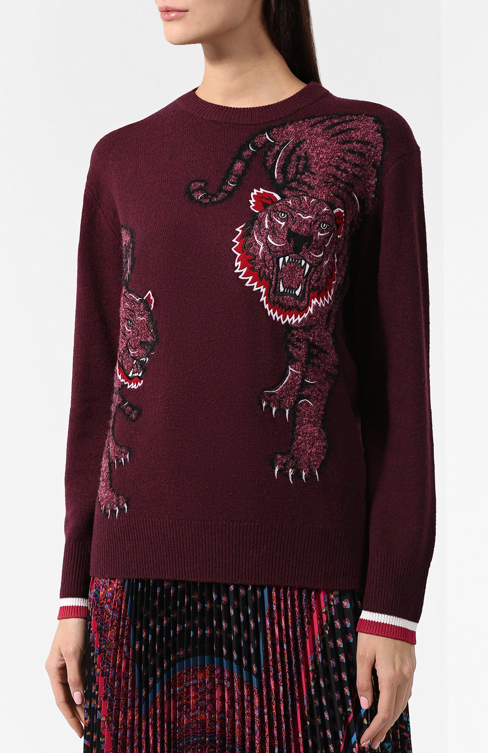 Шерстяной пуловер KENZO бордового цвета по цене 42150 руб., арт. 2T05953XK, фото 3 Шерстяной пуловер KENZO, арт. 2T05953XK, фото 3