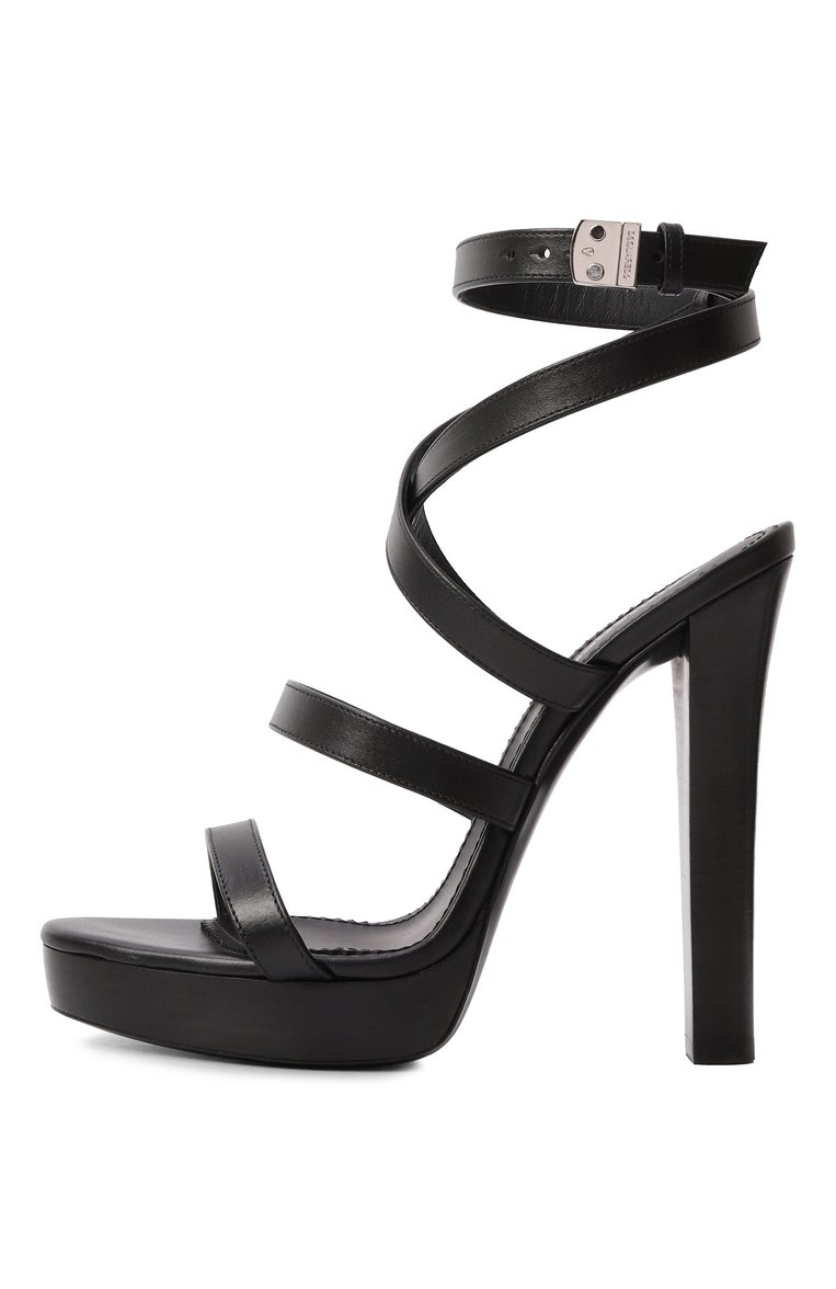 Женские кожаные босоножки lock yourself DSQUARED2 черного цвета, арт. HSW0257/01500001 | Фото 4 (Материал внешний: Натуральная кожа; Материал внутренний: Натуральная кожа; Каблук высота: Высокий; Подошва: Платформа; Каблук тип: Шпилька)