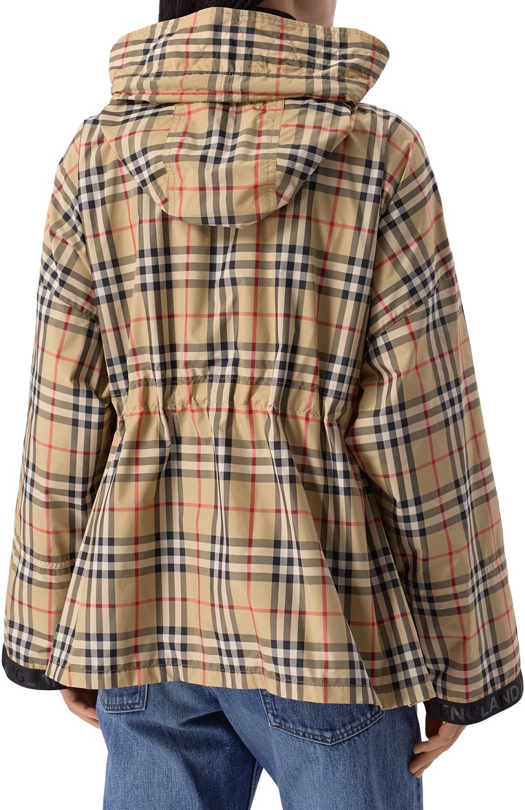 Женская ветровка BURBERRY беж�евого цвета, арт. 8062947 | Фото 4 (Рукава: Длинные; Материал подклада: Синтетический материал; Длина (верхняя одежда): Короткие; Стили: Кэжуэл; Кросс-КТ: Ветровки, Куртка; Материал внешний: Синтетический материал)