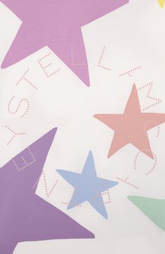 Детская хлопковая футболка STELLA MCCARTNEY белого цвета, арт. TT8A91 | Фото 3 (Материал внешний: Хлопок; Материал сплава: Проставлено; Драгоценные камни: Проставлено; Рукава: Короткие; Девочки Кросс-КТ: футболка-одежда)