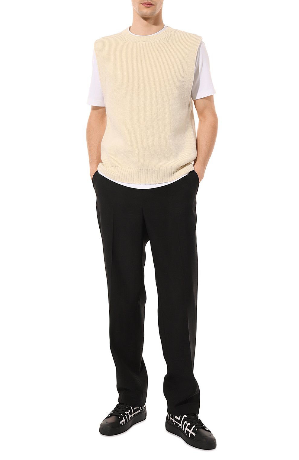 Текстильные кеды b-court BALMAIN черно-белого цвета по цене 59950 руб., арт. XM0VG290TJXH, фото 2 Текстильные кеды b-court BALMAIN, арт. XM0VG290TJXH, фото 2