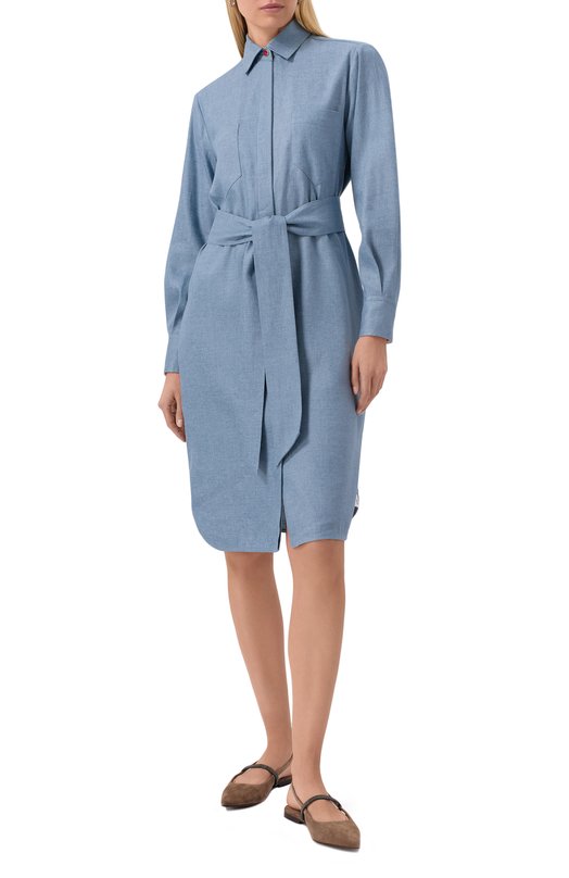 Льняное платье Kiton D57347H0921602 Голубой  D57347H0921602 Фото 3