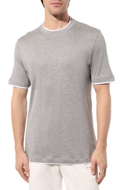 Футболка из шелка и хлопка BRUNELLO CUCINELLI, арт. MTS377427, фото 3