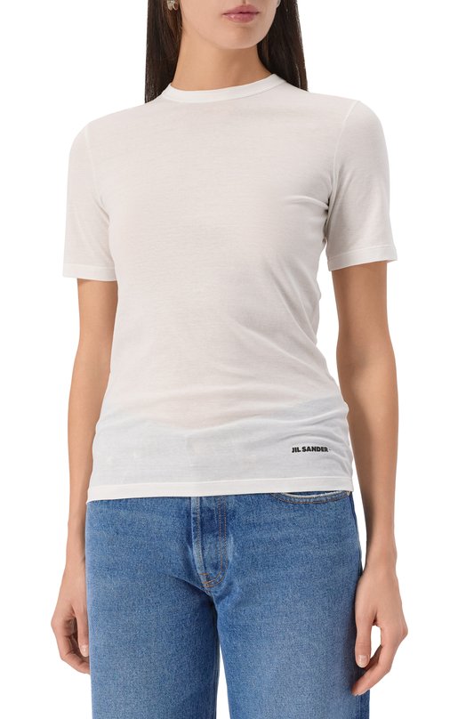 Хлопковая футболка Jil Sander J40GC0146/J45031 Белый  J40GC0146/J45031 Фото 3