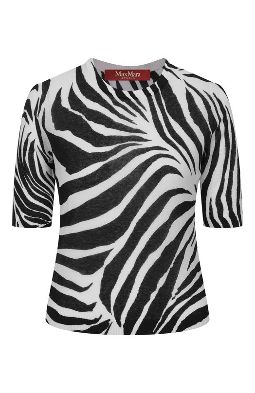 Хлопковый пуловер Max Mara Studio MSTAG0 Чёрно-белый MSTAG0