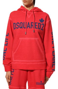 Женский хлопковое худи DSQUARED2 красного цвета, арт. S73GU0081/S25535 | Фото 3 (Рукава: Длинные; Длина (для топов): Стандартные; Материал сплава: Проставлено; Женское Кросс-КТ: Худи-спорт, Худи-одежда; Материал внешний: Хлопок; Стили: Спорт-шик; Драгоценные камни: Прост�авлено; Размерность: Маломерит)