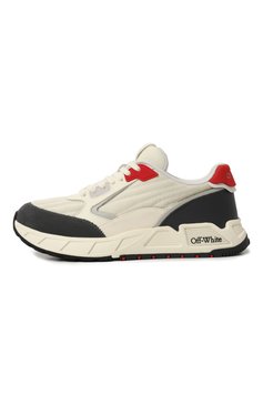 Мужские кожаные кроссовки runner OFF-WHITE белого цвета, арт. 0MIA283F23FAB0010125 | Фото 4 (Материал внешний: Текстиль; Материал сплава: Проставлено; Стили: Классический; Материал внутренний: Текстиль; Подошва: Массивная; Драгоценные камни: Проставлено)