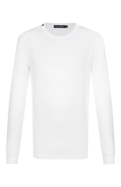 Хлопковый лонгслив DOLCE & GABBANA белого цвета по цене 52150 руб., арт. G8PV0T/FU7EQ, фото 1 Хлопковый лонгслив DOLCE & GABBANA, арт. G8PV0T/FU7EQ, фото 1