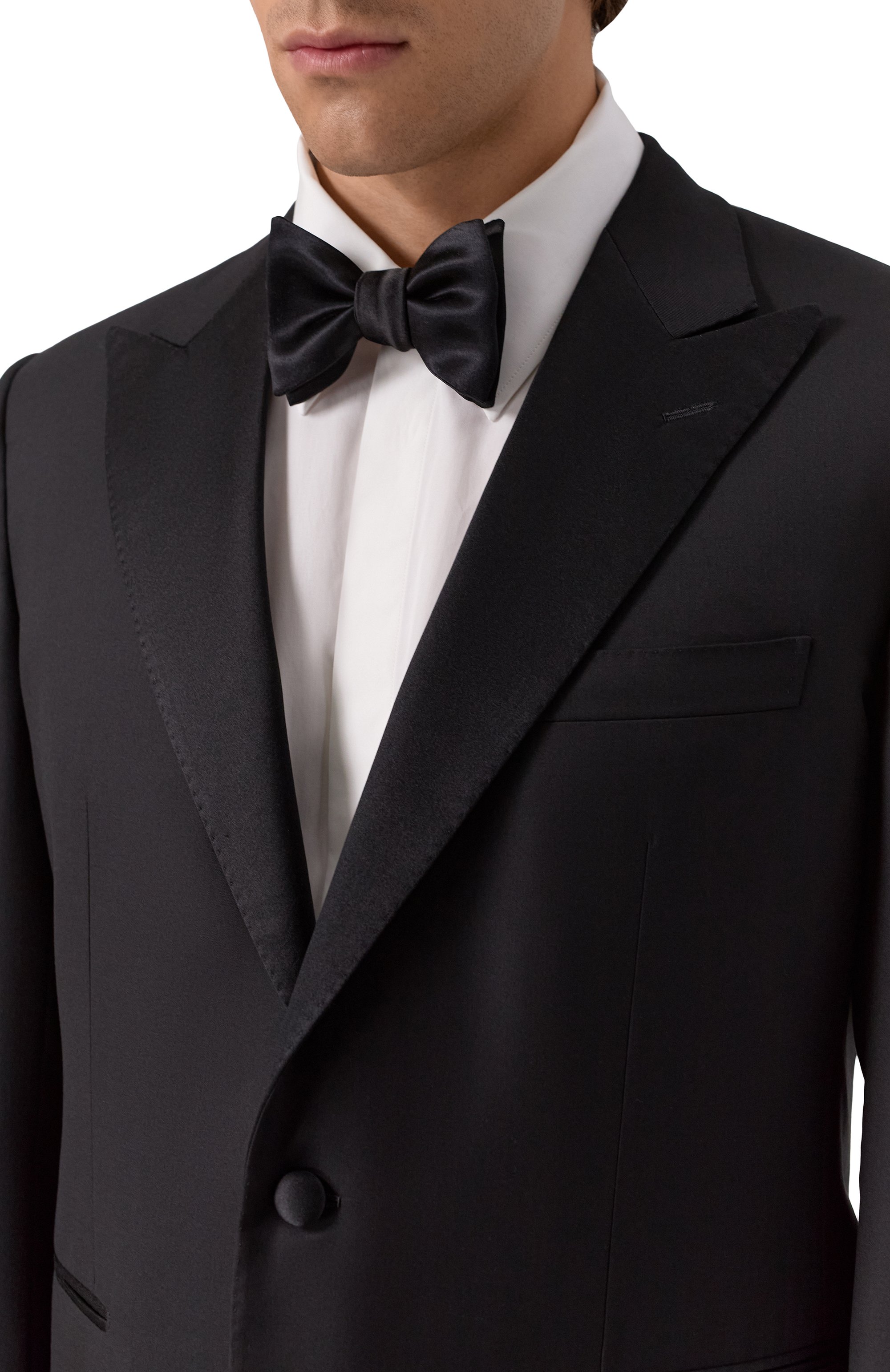 Галстук-бабочка из хлопка и шелка BRUNELLO CUCINELLI черного цвета по цене 29350 руб., арт. MR813S008, фото 2 Галстук-бабочка из хлопка и шелка BRUNELLO CUCINELLI, арт. MR813S008, фото 2