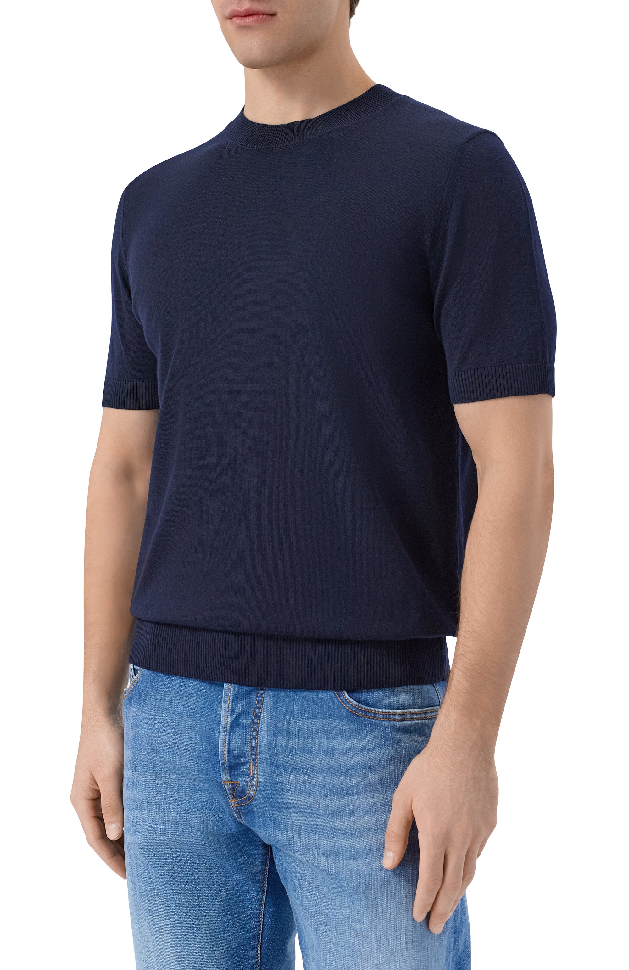 Шерстяной джемпер BOSS темно-синего цвета по цене 20950 руб., арт. 50560476, фото 3 Шерстяной джемпер BOSS, арт. 50560476, фото 3