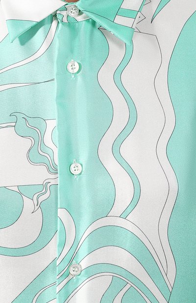 Шелковая рубашка EMILIO PUCCI бирюзового цвета по цене 79950 руб., арт. 9HRJ90/9H741, фото 5 Шелковая рубашка EMILIO PUCCI, арт. 9HRJ90/9H741, фото 5