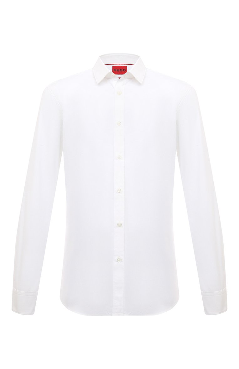 Мужская белая хлопковая рубашка HUGO купить в интернет-магазине ЦУМ ...