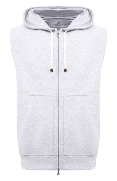 Хлопковый жилет BRUNELLO CUCINELLI светло-серого цвета по цене 84750 руб., арт. M0T35B2281, фото 1 Хлопковый жилет BRUNELLO CUCINELLI, арт. M0T35B2281, фото 1