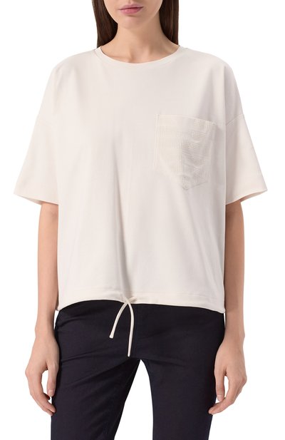 Хлопковая футболка EMPORIO ARMANI белого цвета по цене 27600 руб., арт. EW000891/AF12545, фото 3 Хлопковая футболка EMPORIO ARMANI, арт. EW000891/AF12545, фото 3