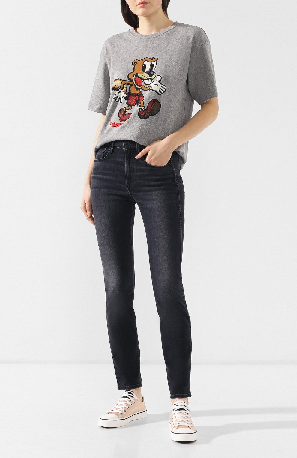 Хлопковая футболка MARC JACOBS (THE) серого цвета по цене 11050 руб., арт. M4007848, фото 2 Хлопковая футболка MARC JACOBS (THE), арт. M4007848, фото 2