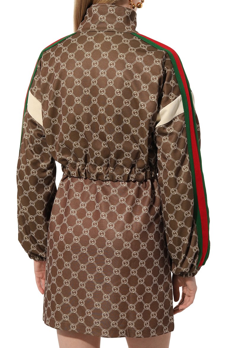 Женский бомбер GUCCI бежевого цвета, арт. 671495/XJD1G | Фото 4 (Рукава: Длинные; Длина (верхняя одежда): Короткие; Материал внешний: Хлопок, Синтетический материал; Материал подклада: Хлопок; Кросс-КТ: Куртка, Легкие; Стили: Кэжуэл)