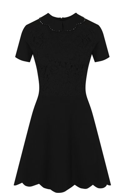 Женское приталенное мини-платье с кружевной отделкой VALENTINO, арт. QB3KD07847D