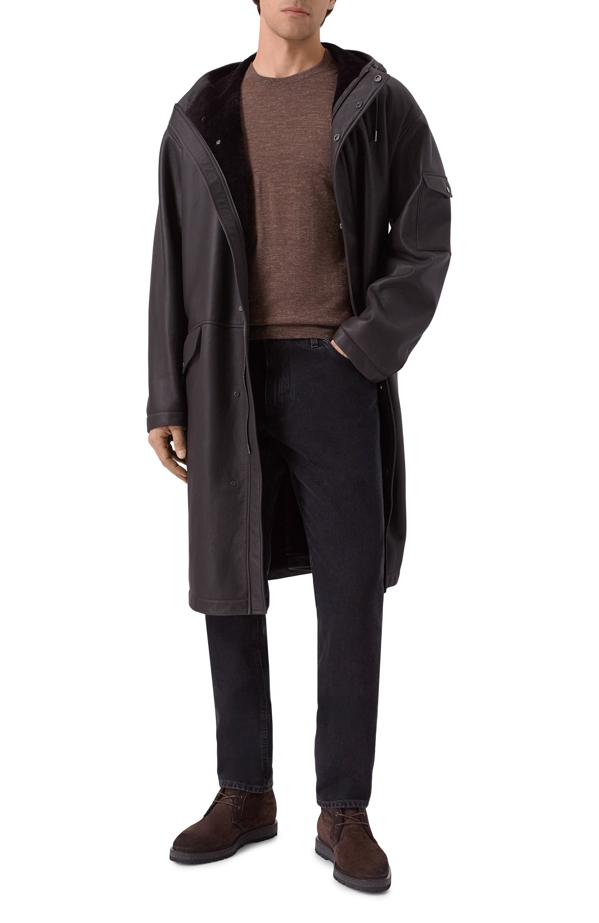 Дубленка из овчины MVST темно-коричневого цвета по цене 785000 руб., арт. M25.1PM.0006/TEMPESTA, фото 2 Дубленка из овчины MVST, арт. M25.1PM.0006/TEMPESTA, фото 2