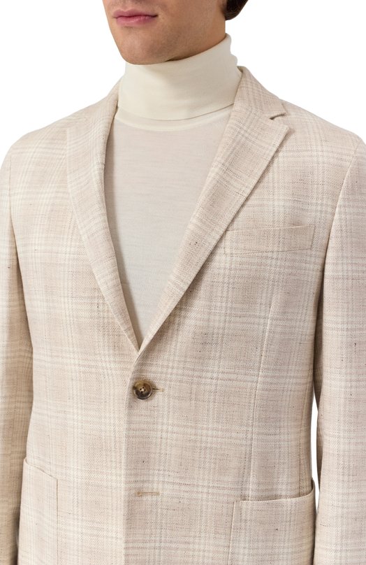 Пиджак изо льна и хлопка Zegna 1D7SG0/976704A9 Бежевый  1D7SG0/976704A9 Фото 6