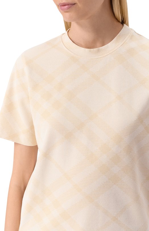 Хлопковая футболка Burberry 8106674 Кремовый  8106674 Фото 5
