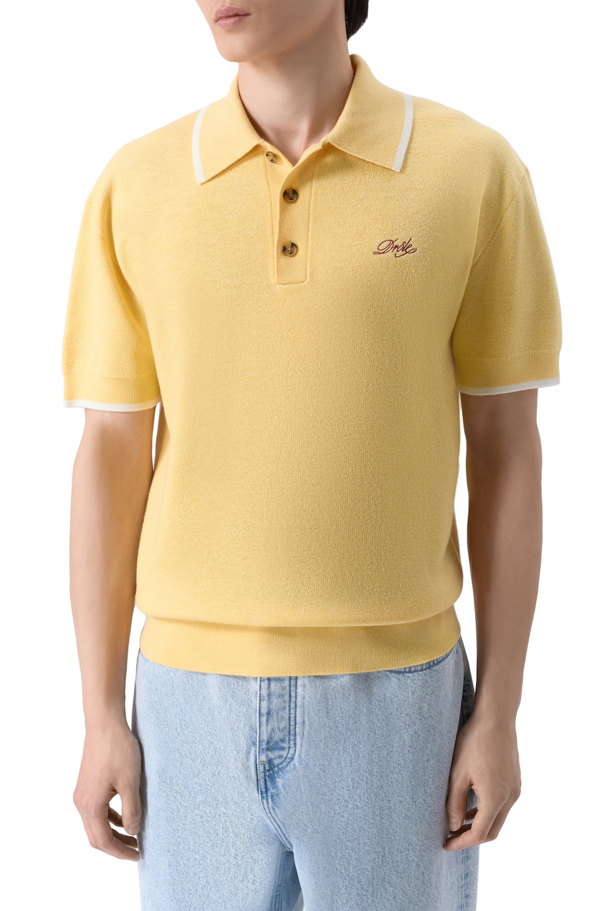 Шерстяное поло DROLE DE MONSIEUR желтого цвета по цене 35700 руб., арт. J-P0194-W0007-LYL, фото 3 Шерстяное поло DROLE DE MONSIEUR, арт. J-P0194-W0007-LYL, фото 3