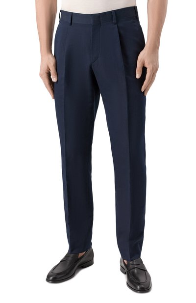 Брюки изо льна и хлопка BRIONI темно-синего цвета по цене 76850 руб., арт. RPC20M-PA106, фото 3 Брюки изо льна и хлопка BRIONI, арт. RPC20M-PA106, фото 3