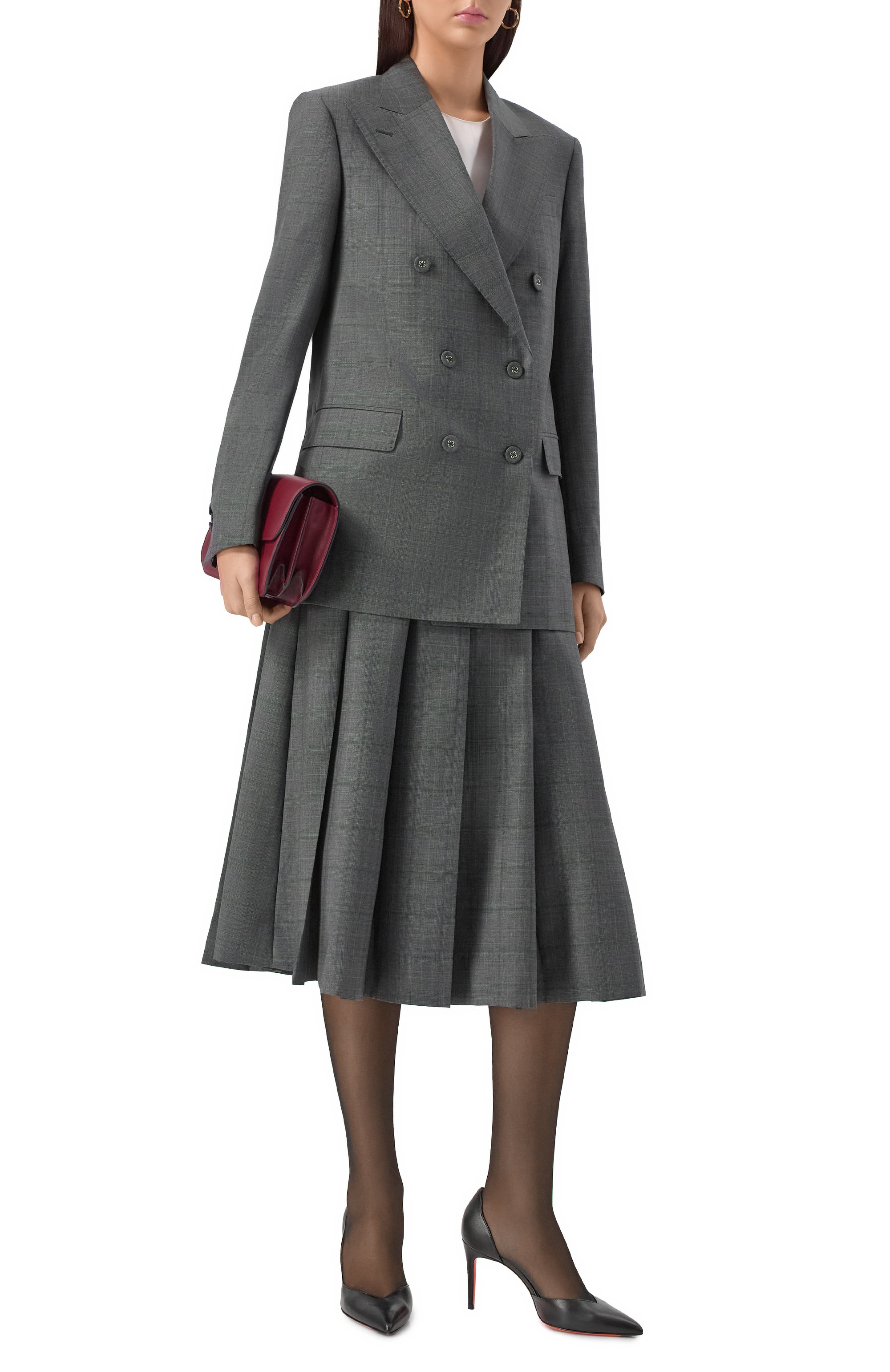 Шерстяная юбка OFFICINE GENERALE серого цвета по цене 79950 руб., арт. W25WSKT150, фото 2 Шерстяная юбка OFFICINE GENERALE, арт. W25WSKT150, фото 2