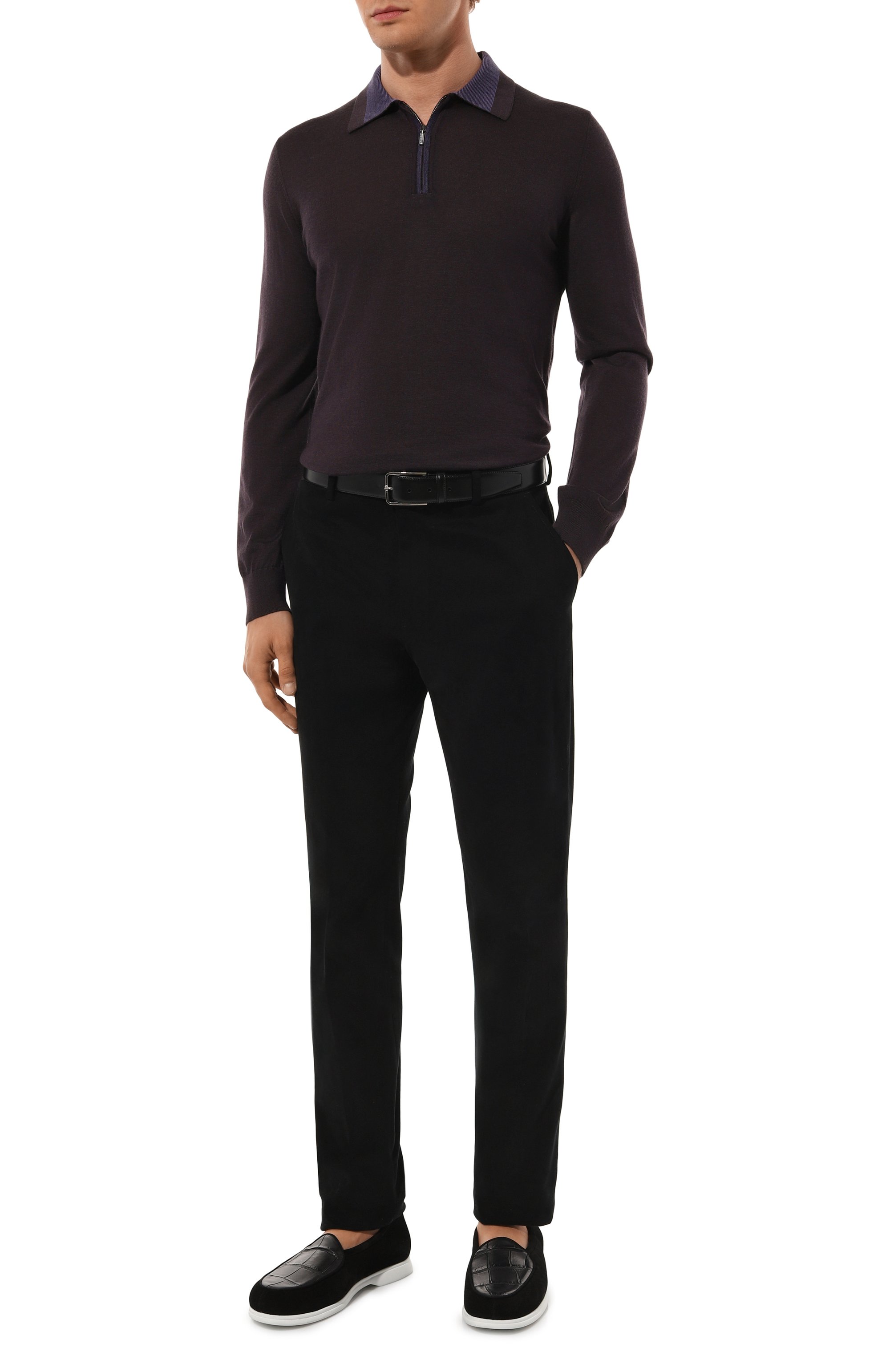 Замшевые лоферы с отделкой из кожи аллигатора KITON, арт. USSA087N00978, фото 2