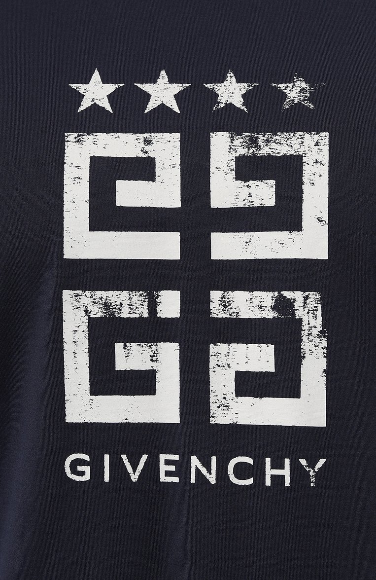 Мужская хлопковая футболка GIVENCHY темно-синего цвета, арт. BM716G3YEL | Фото 5 (Длина (для топов): Стандартные; Рукава: Короткие; Материал внешний: Хлопок; Принт: С принтом; Стили: Кэжуэл; Мужское Кросс-КТ: Футболка-одежда; Кросс-КТ: Джерси)