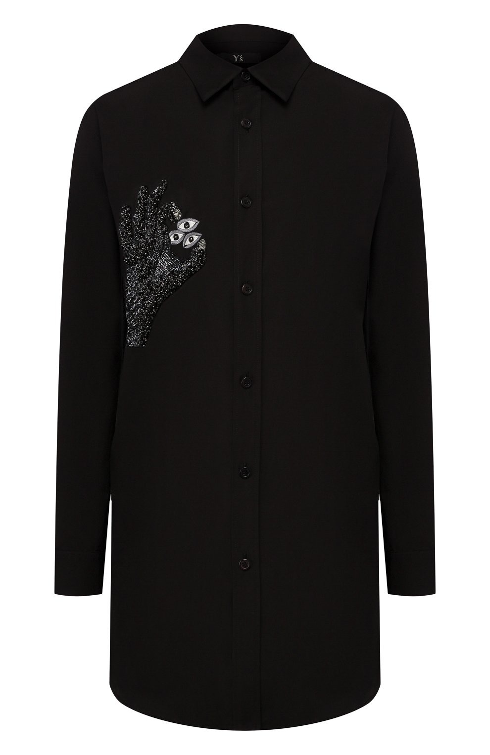 Хлопковая рубашка YOHJI YAMAMOTO черного цвета по цене 75250 руб., арт. YJ-B06-028, фото 1 Хлопковая рубашка YOHJI YAMAMOTO, арт. YJ-B06-028, фото 1