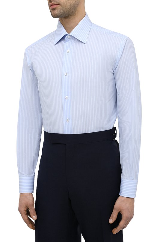 Хлопковая сорочка Brioni RCA20M/P008D Голубой  RCA20M/P008D Фото 3