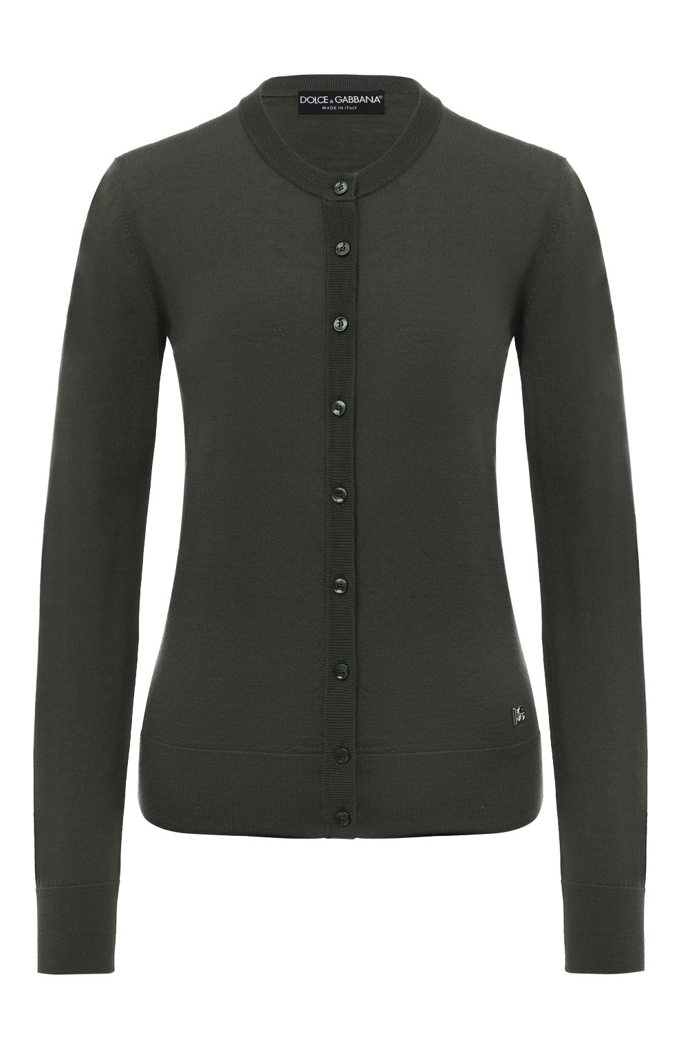 Шерстяной кардиган DOLCE & GABBANA хаки цвета по цене 79150 руб., арт. FXV09T/JCVWD, фото 1 Шерстяной кардиган DOLCE & GABBANA, арт. FXV09T/JCVWD, фото 1