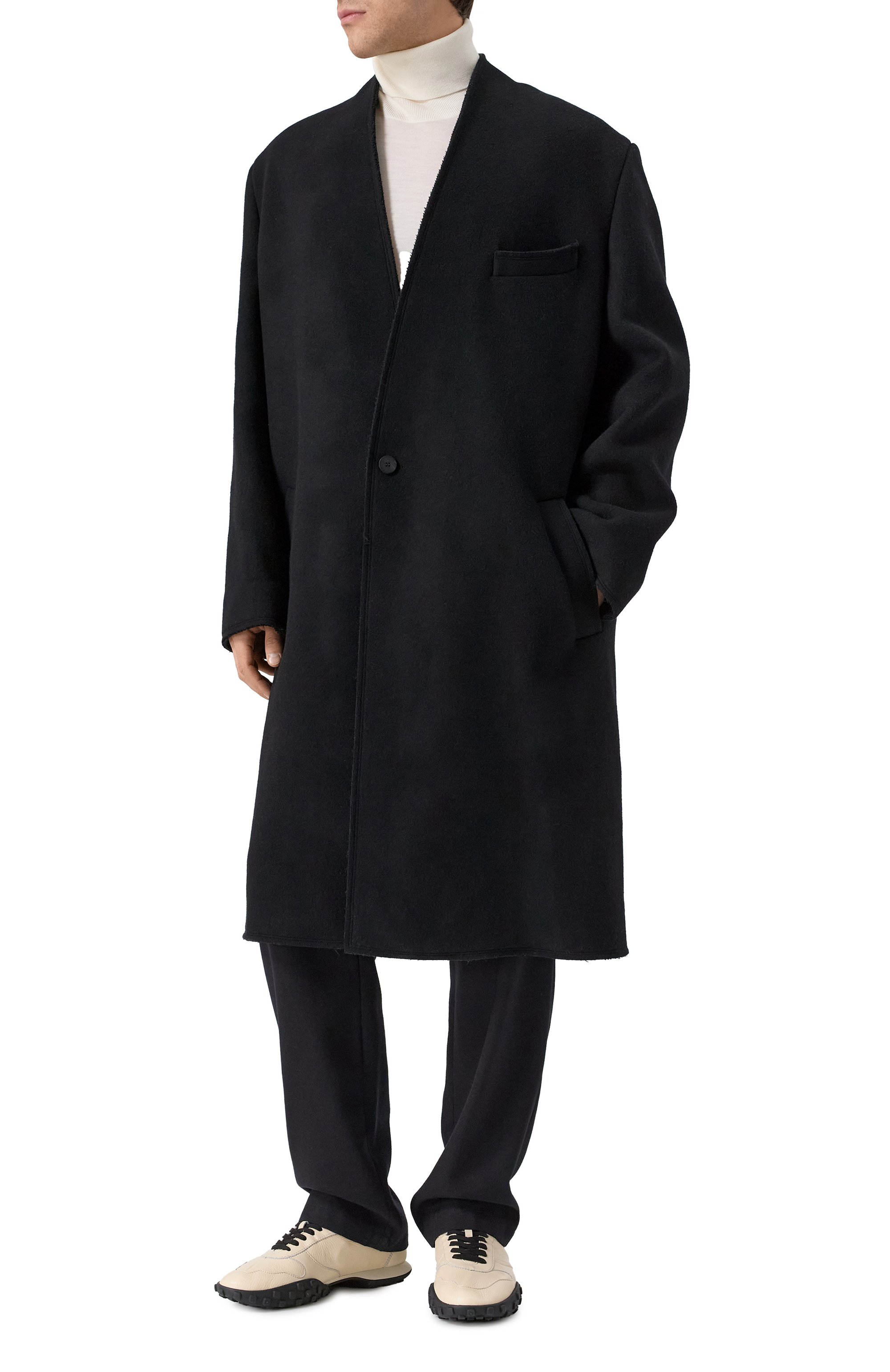 Шерстяное пальто ISABEL BENENATO черного цвета по цене 192500 руб., арт. UW15BF24, фото 3 Шерстяное пальто ISABEL BENENATO, арт. UW15BF24, фото 3