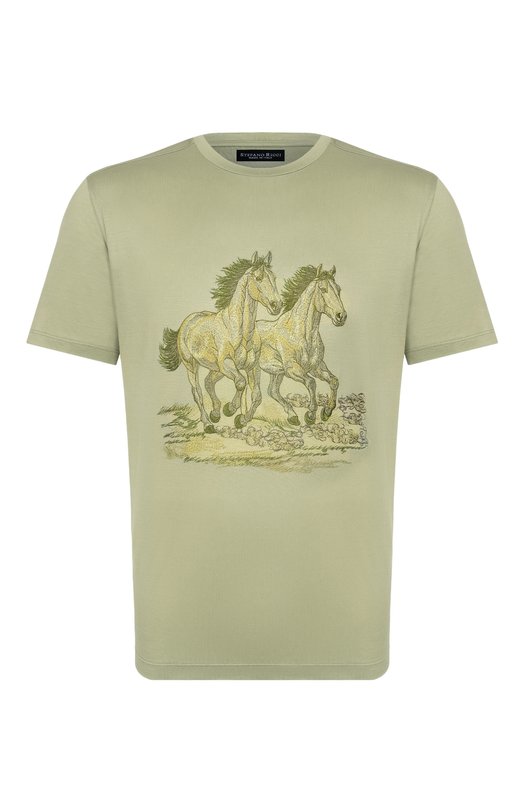 Хлопковая футболка Stefano Ricci MNH6205360/TE0001 Зелёный MNH6205360/TE0001