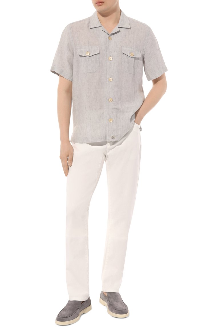 Мужские джинсы slim fit ZILLI белого цвета, арт. J5T002M0462VZL000 | Фото 2 (Длина (брюки, джинсы): Стандартные; Материал внешний: Хлопок, Деним; Силуэт М (брюки): Прямые; Кросс-КТ: Деним; Стили: Повседневный; Автоматизация состава: Проставлено; Автоматизация ТО: Проставлено)